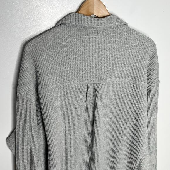Aerie Lumberjane Waffle Knit Cardigan Sweater Womens Small Gray Button Up - Picture 7 of 9